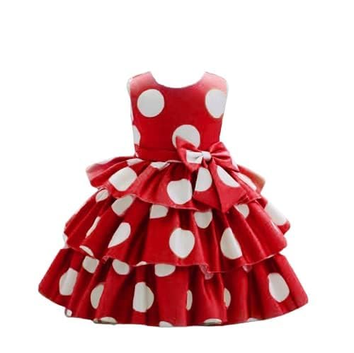 Image of Buy & Try Girl's Satin Printed Knee Length Sleeve Less Short Frock Dress.