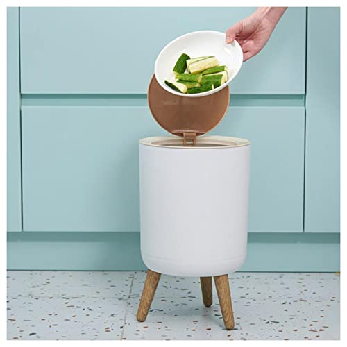 Tapa pequeña de madera para cubo de basura redondo de dormitorio 5