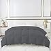 DROVAN 100% Cotton Quilted Down Comforter, Feather and Goose Duck Down Filling Duvet Insert, Soft Breathable for All Season, Grey, Queen (90 by 90 inches)