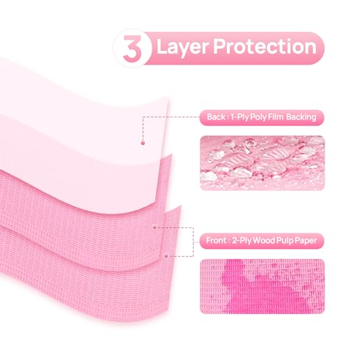 image for JMU 125 Pack Dental Bibs, Pink Dental Bibs Disposable 3-Ply, 13