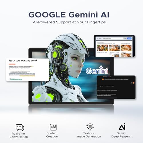 Image of P10 Pro Android 16 Tablet, 10 Inch Tablets with Gemini AI, 120Hz, 48GB RAM+128GB ROM /2TB, Octa-Core T7250, 8800mAh, 13MP+5MP, 3.5mm Jack, Face ID, GPS, 5G WiFi, Tablet with Keyboard Pen,Gray