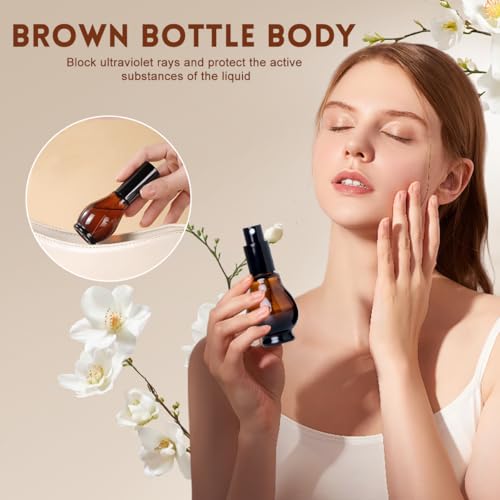 2 botellas de vidrio ámbar de 100 ml con bomba dosificadora para cosméticos 4