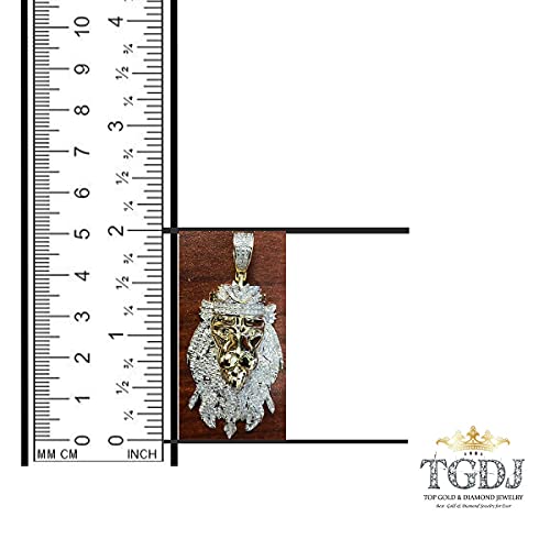 Tgdj Men's 10K Solid Gold Diamond King Lion Head Pendant 0.82Ctw #TOP4