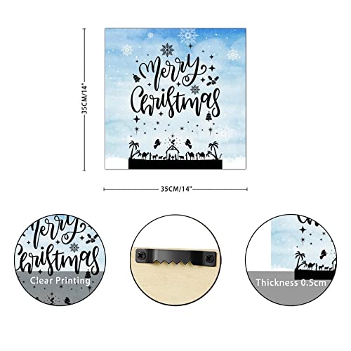 Plaque murale rétro en bois Merry Christmas déco 35x35 cm - 3