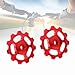 Ymiko Bike Derailleur, Aluminum Alloy 2pcs (1 Pair) derailleur Pulley Derailleur Pulley Wheels Desviador Trasero para Bicicleta with Nearly All Mountain Bikes Featuring an 11T (Red)