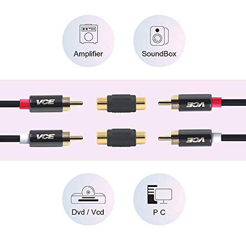 Adaptador RCA macho y hembra gold plated pack 6 unidades miniatura 6