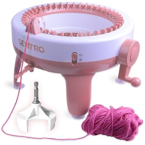 Umootek SENTRO 40 Needles Knitting Machine with Electric Adapter, Knitting Board Rotating Double Loom,Smart Weaving Loom Round Knitting Machines, Weaving Loom Machine Kit for Automatic Knit