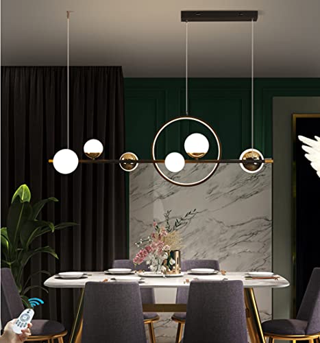 DHGIE LED-Pendelleuchte Kreativ Esstisch-Hängeleuchte Modern Sputnik Dimmbar Hängelampe Kronleuchter Speisesaal, Wohnbereich, Schlafzimmer Und Kücheninsel,6 Kugelförmige Lichtköpfe + 1 Ringlichtkopf Cover