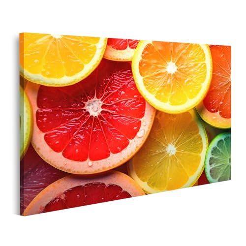 islandburner Tableau sur toile - Motif agrumes colorés - Différentes couleurs et tranches -...