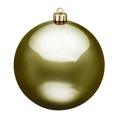 Vickerman 2.75" Christmas Ornament Ball, Olive Shiny Finish, Shatterproof Plastic, UV Resistant, Holiday Christmas Tree Decoration, 12 Pack