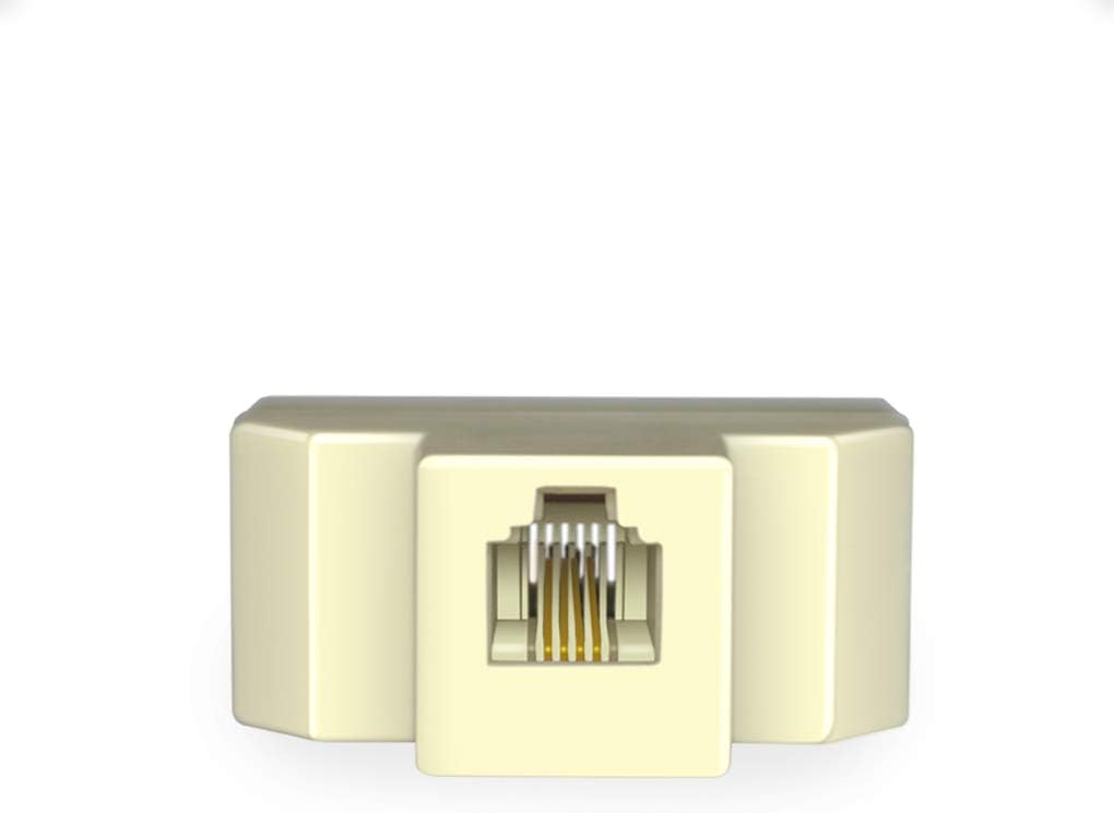 NECABLES 2Pack Phone Splitter 3 Way Telephone Adapter RJ11 6P4C 1 Female to 3 Females for Landline and Fax Ivory
