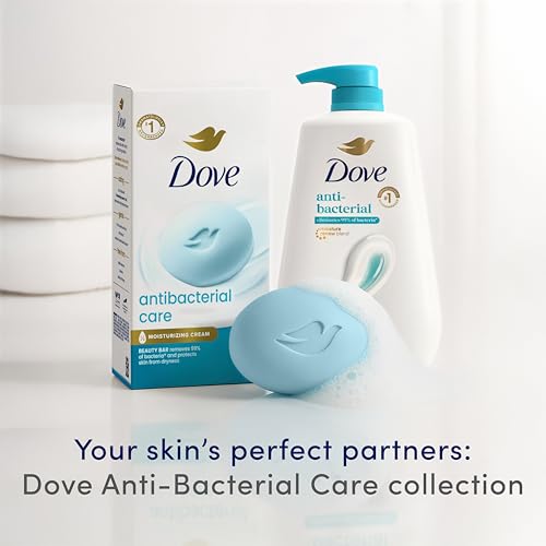 Image of Dove Antibacterial Care Beauty Bar Soap , Cleanser, I 6 Count 3.75 oz | Moisturizing Antibacterial bar with moisturizing cream that removes 99% of bacteria while protecting skin from dryness