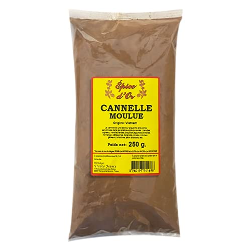 Cannelle Cassia en Poudre 250g - Epice d'Or, 100% Naturelle moulue au goût chaud et sucré pour pâtisserie, infusion, cuisine orientale et plats mijotés