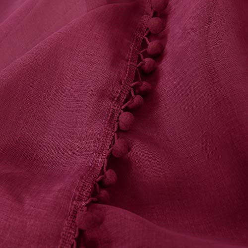 Elegant Comfort 10EC-60IN-POMPOM-CURTAIN-BURGUNDY Semi-Sheer Pom Pom Tassels Curtains - 2 Panels Set thumb #3
