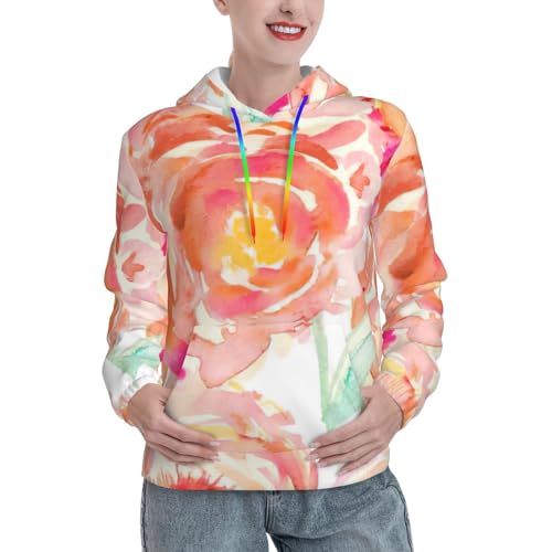 Sweat à capuche pivoine pêche femme pull graphique tendance automne