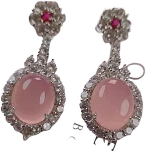 Jadeite Jade EarringsNatural Green Jade Dangle Earrings With Zircon Emerald Ruby White Pink Jadeite Drop Earring For Women Jewelry Accessorie (Color : Green)