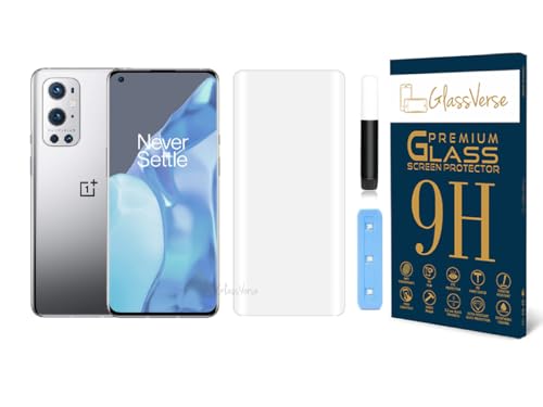Image of GlassVerse Oneplus 9 Pro UV Tempered Glass Screen Protector. Pack Of 1 | 3D Curved Edge | 9H Hardness | Full UV Glue with UV Light | Anti-Scratch | Case Friendly | HD Clear. (6.7 Inches)