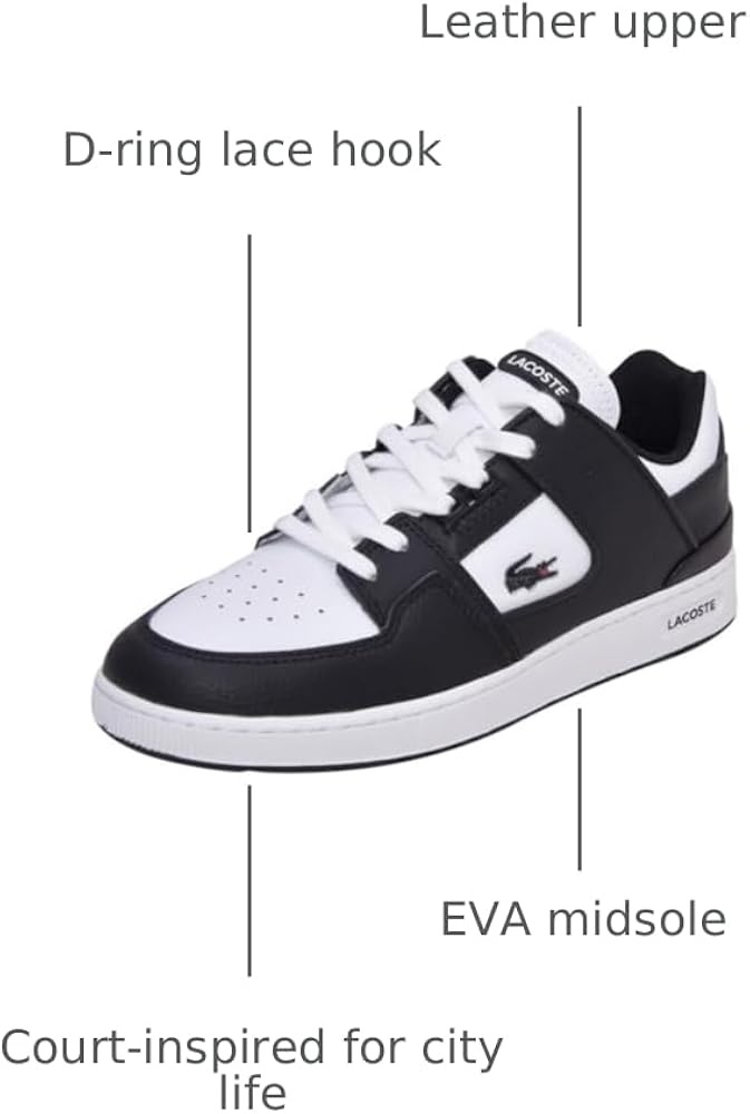 Amazon.com | Lacoste Men's Court Cage Sneaker, Black/White, 9