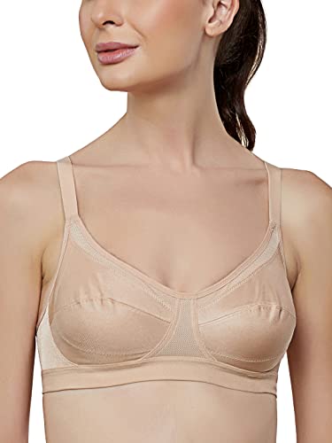 Image of Triumph Triaction Women's Sports Bra Wireless Non Padded Support Bra Breathable Mesh High Coverage Gym Bralette Cross Back Stretchable Activewear White Solid Design Pack of 1