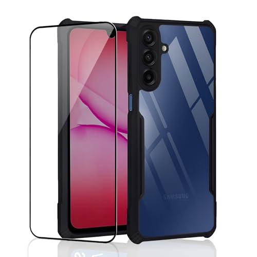 Image of Back Cover Case + Screen Protector for Samsung Galaxy A17 5G | Transparent Black | TPU & PC Anti Yellow Mobile Phone Case Cover for Samsung Galaxy A 17 / A17 5G | 360 Degree Protection