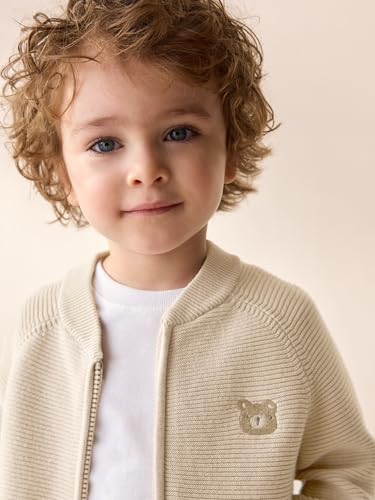 Next Jungen Cardigan mit durchgehender Reißverschluss Neutral Bear 9 Monate