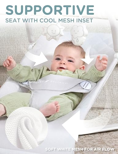 Image of Baby Delight Alpine Deluxe Portable Bouncer, Driftwood Grey | For Infant 0 - 6 months, 3-Position Recline, 3-Point Safety Harness, Removable & Washable Cover, Detachable Toy Bar