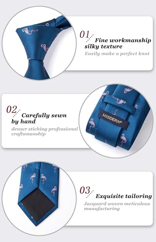 Image of HISDERN Ties for Men Classic Animal Tie and Pocket Square Set Jacquard Woven Silk Neckties Handkerchief Wedding Party