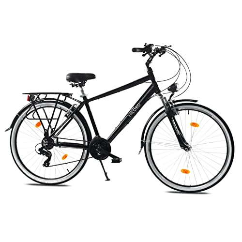 Milord Trekkingfiets voor heren, stadsfiets, aluminium, 28 inch, zwart, 21 versnellingen Shimano - Afbeelding 3