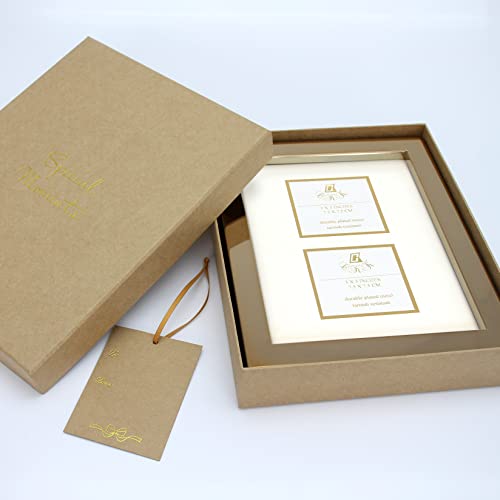 C C.k.k. Steel Metal 6X8 Picture Frame, Gold-Tone Plated With Gold-Bordered Paper Mat To Display 2Pcs 3X3 Photo (Gold, Double 3X3 ) #TOP4