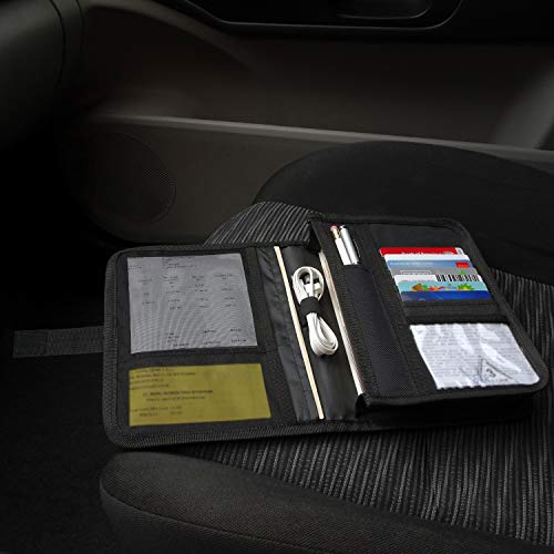 Glove Box Compartment Organizer - Car Document Holder - Owner Manual Case Pouch - Vehicle Storage Wallet For Registration & Insurance Card - Premium Auto Paperwork Holder - Log Book Included - Black #TOP4