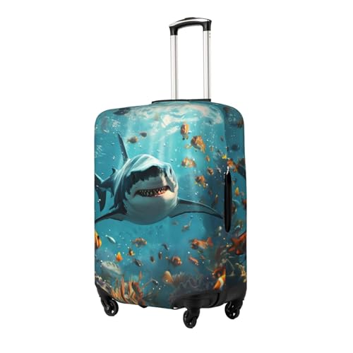 Realistic Ocean Shark Luggage Cover Protector Anti-Scratch Washable Fits 18-32 Inch Luggage-Medium2