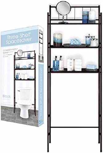3 Shelf Over The Toilet Spacesaver Easy to Assemble (Black)