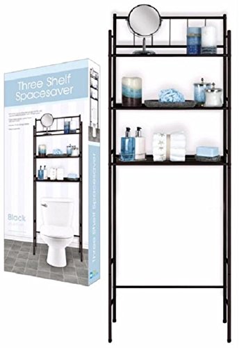 3 Shelf Over The Toilet Spacesaver Easy to Assemble (Black)