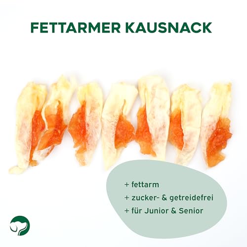 Topdog Kaninchenohren für Hunde 12 x 70g - Ohne Fell - Getrocknete Hasenohren mit Hühnchenfilet - 100% natürlich ohne Zusatzstoffe und fettarm - Idealer Kausnack mit intensivem Geschmack