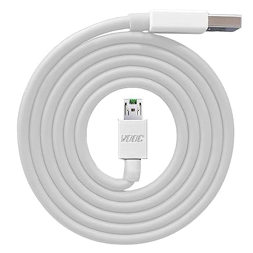 Image of Original 65W Vooc Super Fast Charging& Micro Usb Cable Compatible for Oppo F11 / F11 Pro /F9 Pro /Realme 3 Pro Up To 4 Amp For All Oppo /Realme Vooc Compatible Smartphone(Not C Type)-White BG974