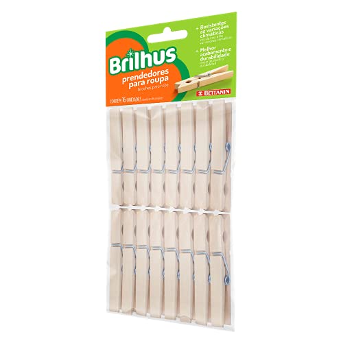 Prendedor de Roupas, em Madeira, Linha Brilhus, Bettanin., Brilhus, Natural