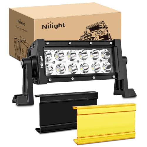 Image of Nilight 7.5 Inch 36 W LED Light Bar with Yellow Black Covers