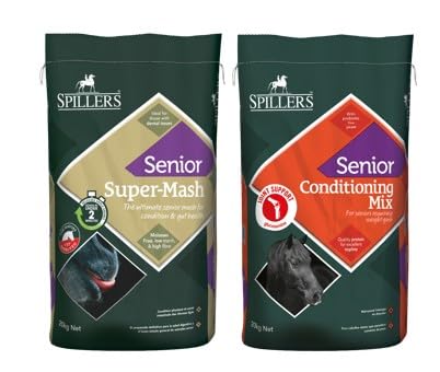 SPILLERS Senior Conditioning Mix and Senior Super-Mash (20KG x 2) – Horse Feed For Active Older Horses – High in Digestible Fibre to Support Gut Health