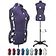 Lila 13 Zifferblätter weibliche Stoff verstellbare Schaufensterpuppe Kleid Form zum Nähen, Mannequin Body Torso mit Tri-Pod Ständer, bis zu 177,8 cm Schulterhöhe (Medium)