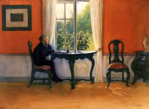 Tableau toile Lecture de vacances Carl Larsson 60x90cm pour salon