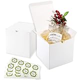 Frantis White Gift Boxes 24 Pack 4x4x4 inch Small Gift Boxes with Lids for Party Gift Boxes, Ornament Boxes, Christmas Gift Boxes, Wedding Boxes Easy to Assemble Gift Box with 24 Thank You Stickers