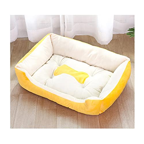 DGOINGPI Cama para Perros Cama para Mascotas, colchones cálidos para Gatos y Perros, Cama Rectangular para Perros, Saco de Dormir, Perrera Suave y Lavable Cama de Perro(Yellow,XS(50x40x15) cm)