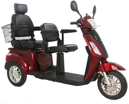 GTX Cadillac Two Passenger Mobility Scooter, 2-Person Electric Scooter with Comfortable Double Seat, Available in Red, Tandem Electric Mobile Scooter, Double Seated Electric Scooter