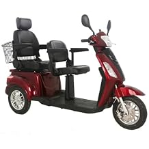 GTX Cadillac Two Passenger Mobility Scooter, 2-Person Electric Scooter with Comfortable Double Seat, Available in Red, Tandem Electric Mobile Scooter, Double Seated Electric Scooter
