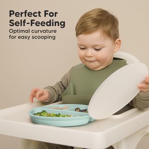KeaBabies Suction Plates with Lids (3-pack, Divided, Silicone) — view 4