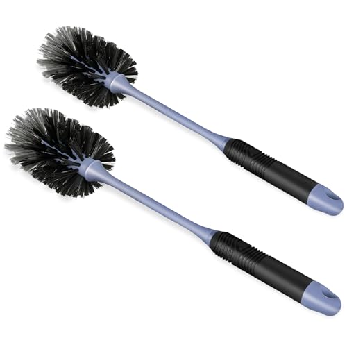 ZHAYAO Long Handle Bottle Brush Reusable Water Bottle Cleaner Brush Flexible Scrub Brush for Water Bottles Glasswares Mugs Thermos Black 2 Pack