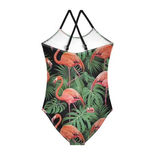 Flamingo Leaves Girls One Piece Swimsuit Beach Swimwear 208559722