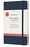 Moleskine Voyageur Notebook, Travel Notebook, Fabric Hard Cover with Elastic Closure, Ocean Blue Colour, Size 11.5 x 18 cm, 208 Pages