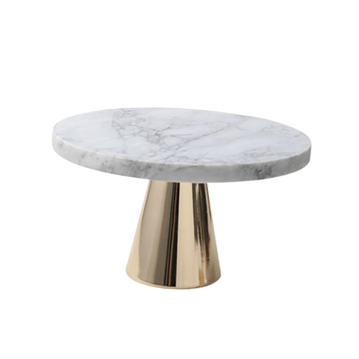 HEMOTON Vassoio in Marmo per Torte e Dolci, Piatto Raffinato per Esposizione, Materiale Marmo e Metallo, Design Curato per Pasticceria Professionale