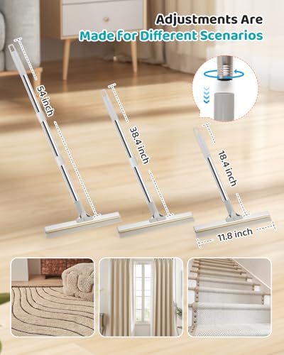 Carpet Rake for Pet Hair Removal, Reusable Pet Hair Remover Tool with 54 Inch Adjustable Long Handle, 3 Piece Carpet Scraper Set with Pet Bath Brush for Rugs, Couch, Furniture and Stairs - Image 6